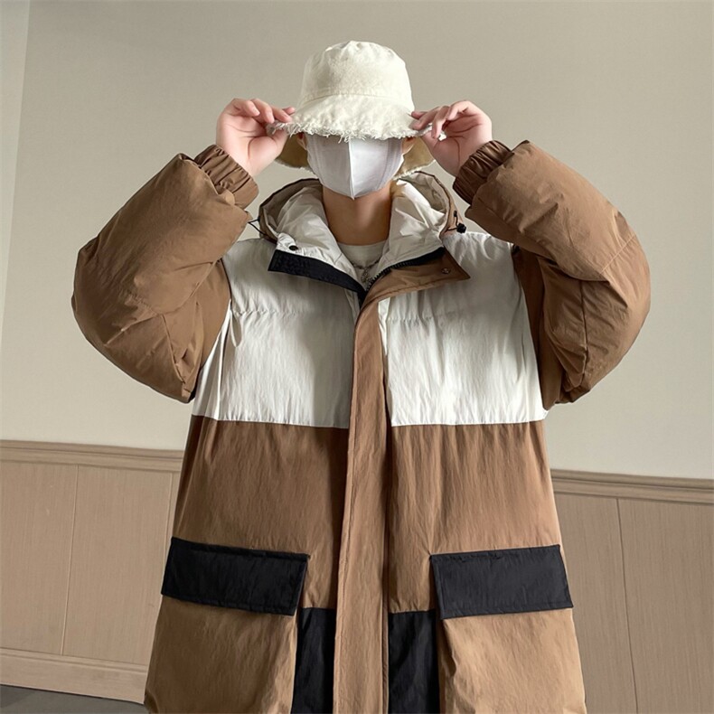 港风2026新品冬季宽松情侣装撞色棉衣棉服冬装加厚外套D008-P100,男装棉衣,星座717