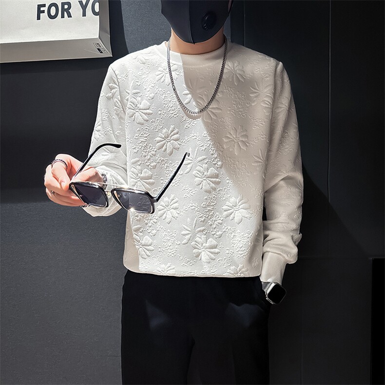 肌理感提花卫衣男潮流高级痞帅社会小伙店主风301C-WY34-P58控78图片