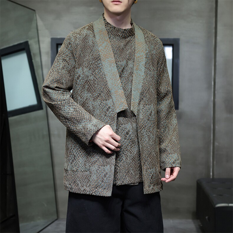 春夏新中式风蟒纹提花男女情侣款汉服道袍唐装开衫KS06，男装民族服装，星座305A（原312A-1）