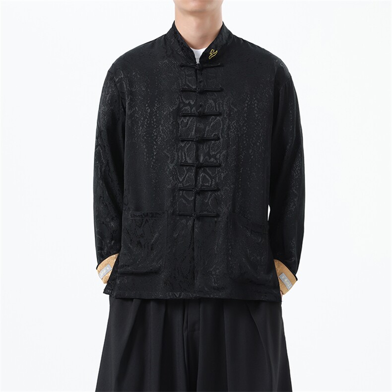 秋季新品（黑财神）风潮休闲盘扣丝绸改良唐装外套C3460，男装民族服装，星座305A（原312A-1）