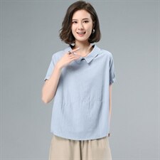 2021夏季新款简约时尚气质减龄翻领休闲舒适提花上衣，女装衬衫，奕阳依阁