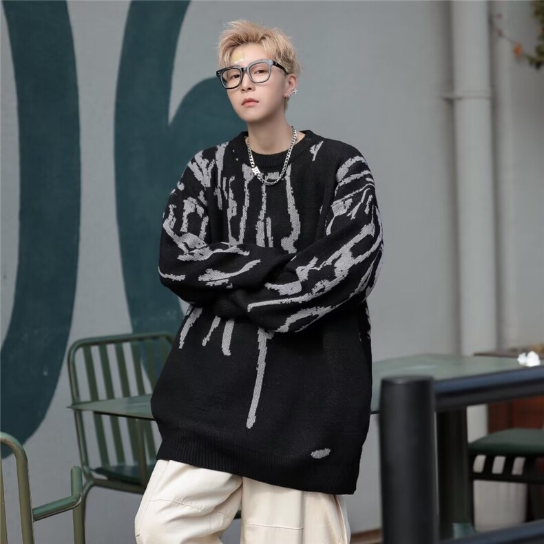 美式圆领毛衣男慵懒风休闲针织衫B622P42,男装针织衫/毛衣,星座1116-2