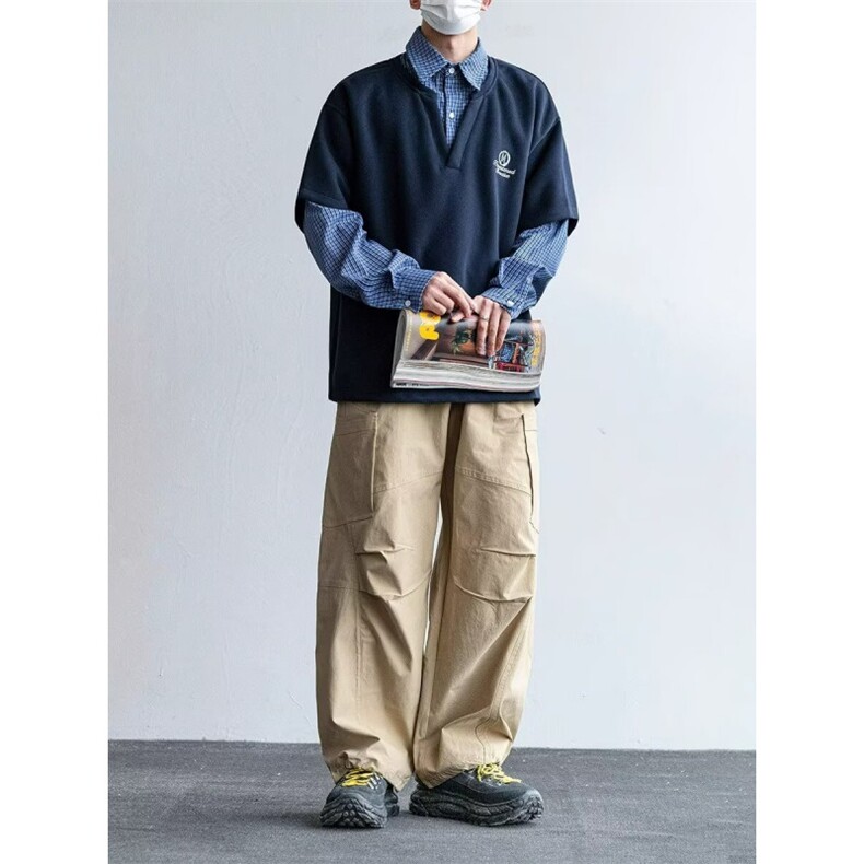 5695-P50潮牌复古学院风假两件衬衫宽松情侣长袖卫衣,男装衬衫,星座617A-2
