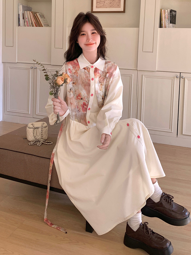 春现轻风印花瘦腰显瘦连衣裙B190-5011-P140-K198,女装连衣裙,2B190