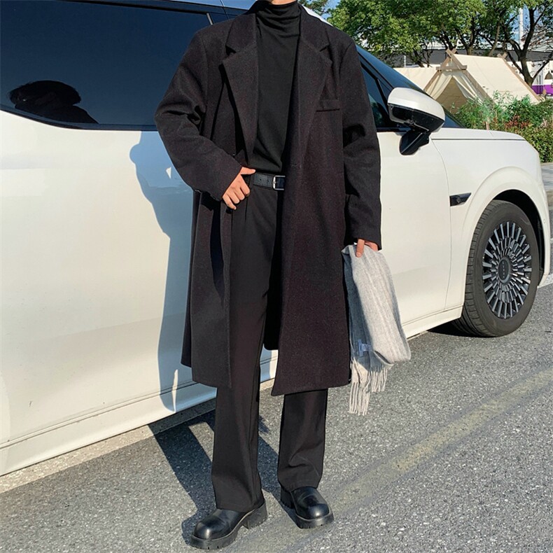 中长款毛呢大衣男2025新款春秋季棉外套高级感英伦风衣JK0251-P98,男装风衣,星座308B-2
