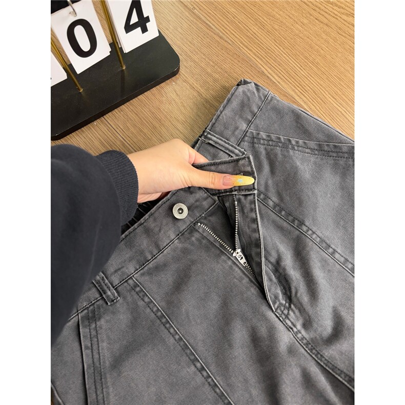 B221美式ins高街暗黑宽松直筒洗褪工装牛仔裤LK25438-P75控98,男装牛仔裤,电商B221