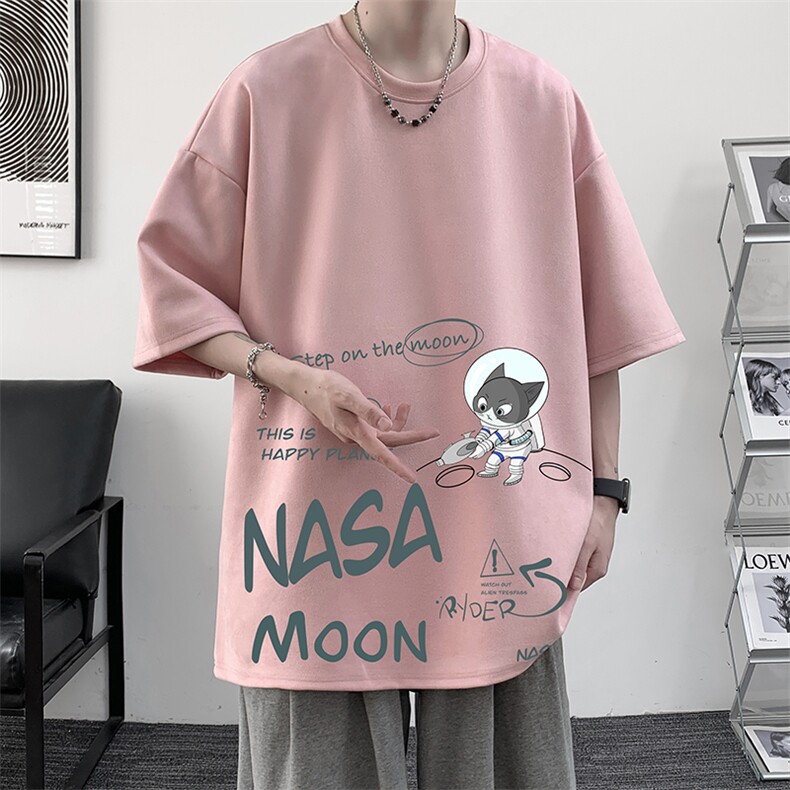 NASA联名同款麂皮绒短袖t恤男大码半袖男JD82187-P25,男装T恤,电商A040