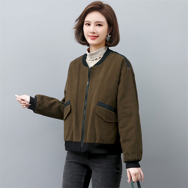 夹棉短外套女2022新款冬季加厚棒球服秋冬款妈妈夹克服,女装棉衣/棉服,忆绮罗