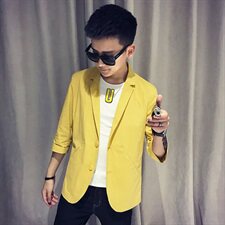 100%聚酯纤维社会小伙网红中袖夜店潮小西装五分袖西服8865，男装西服，电商D240-242
