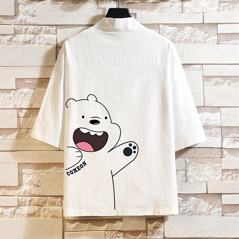 HF59131-P40风汉服男开衫外套七分袖道袍 砖墙挂拍图片