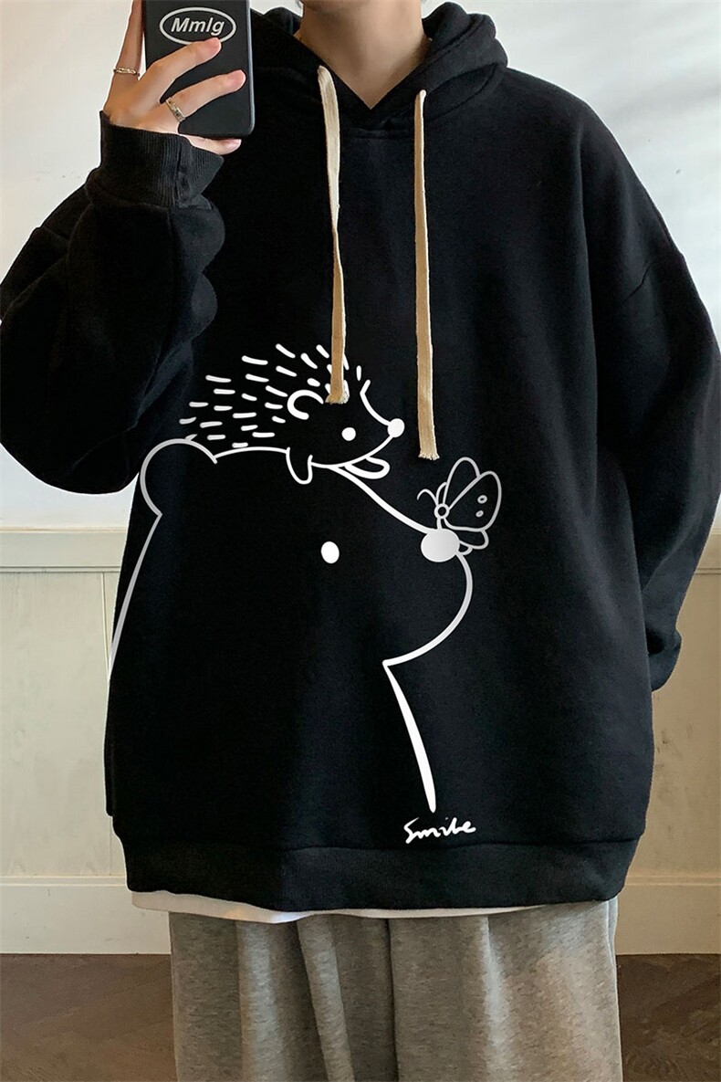 纯棉连帽卫衣男大码运动帽衫宽松薄WY2166-P35加绒款-P40,男装卫衣,电商A040