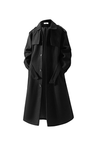 N8180/P120秋冬新款过膝中长款呢大衣宽松呢料风衣毛呢子外套图片