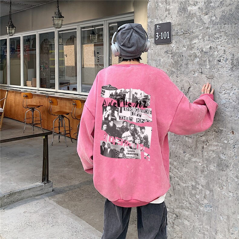 2024新款秋装复古美式水洗做旧宽松圆领卫衣301B-JB7891-P58,男装卫衣,星座301B
