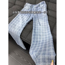 格子牛仔裤男夏薄款痞帅炸街裤子美式高街宽松直筒微喇裤K6640，男装牛仔裤，星座1116A（原606A-3）