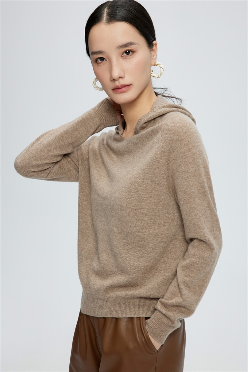 v领套头毛衣女连帽针织秋冬休闲宽松打底衫,针织衫/毛衣,玛卡隆羊绒