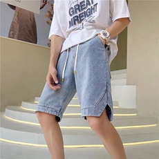 牛仔短裤男潮牌夏季薄款外穿潮流宽松五分裤子休闲直筒5分裤，男装牛仔裤，星座410-7