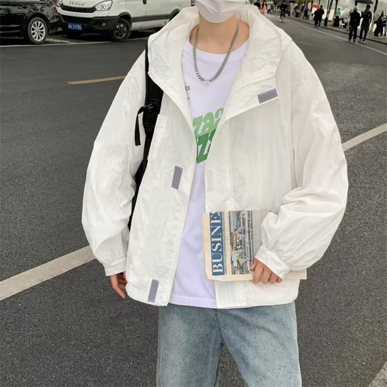 防晒衣薄款潮流户外速干连帽衣服帅气防紫外线宽松外套881P38，男装防晒衣，星座410-2