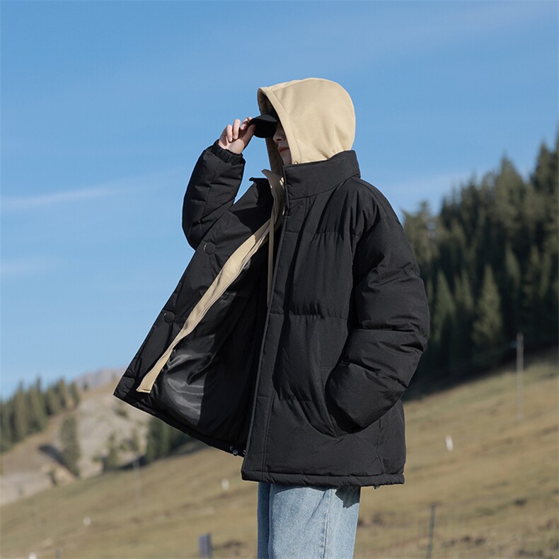 冬季青少年连帽假两件外套加绒加厚休闲简约棉衣棉服5303-P85,男装棉衣,电商B306