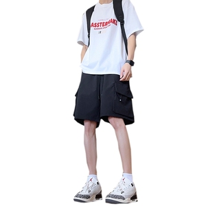 夏季美式高街冰丝hiphop运动五分工装裤短裤货号DK2428P38图片