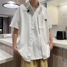 工装潮牌2022夏季休闲时尚短袖衣服痞帅搭配男款W2967-P33，男装衬衫，星座512-2