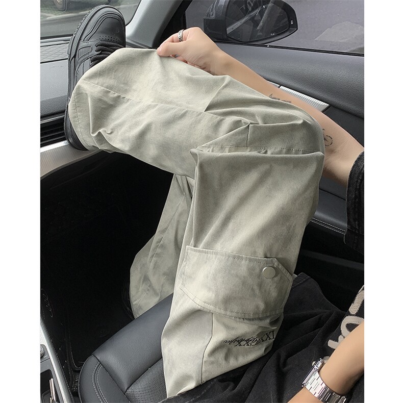 特批P40无差价夏季扎染脏脏裤工装裤冰丝褶皱大码阔腿长裤男K1448,男装休闲裤,电商A001-1