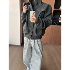 现货小众高街设计感立领短款加厚宽松呢子外套N3001/P115，女装短外套，星座205-3