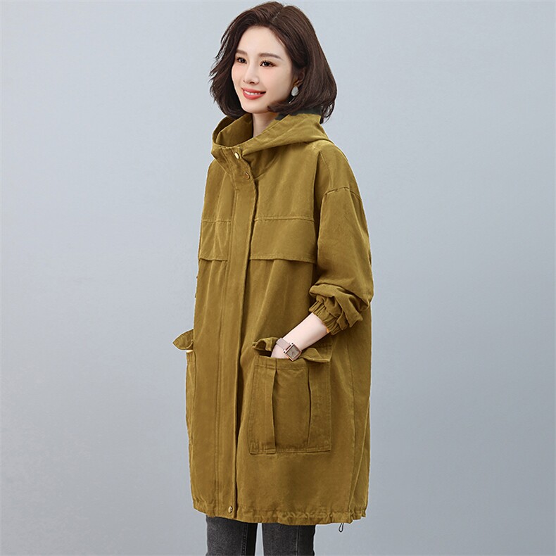 风衣女中长款时尚休闲大码胖mm显瘦外套春秋2025新款杭州意法大衣,女装风衣,江忆布依