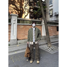 美式复古水洗帆布牛仔外套男春秋款设计高级感宽松立领哈灵顿夹克，男装夹克，星座506A