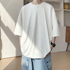 8XL-M冰丝凉感短袖T恤夏季大码V领垂感五分半袖体恤衫DX1206/P35，男装T恤，电商B238