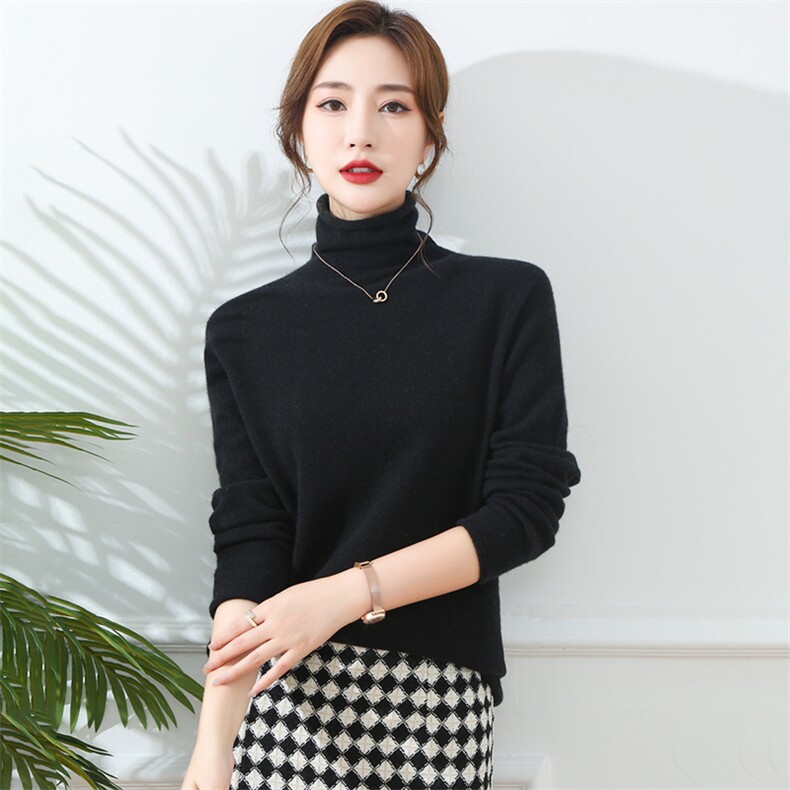 山羊绒衫女堆堆领针织打底毛衣羊毛衫女，女装羊绒衫，旭日羊绒