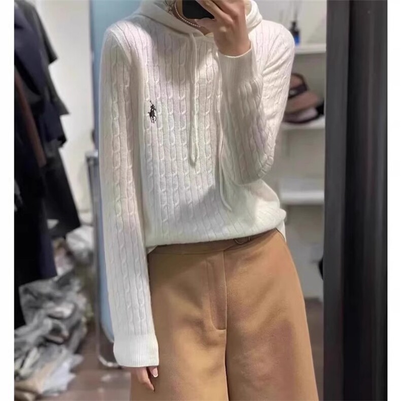 连帽套头长袖通勤纯色2024年秋季针织衫，女装羊毛衫，佑昭祥羊绒