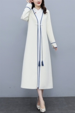 禅意风衣外套女长款2025春秋新款复古中国风文艺气质披风大衣外搭，女装毛呢外套，芷墨服饰