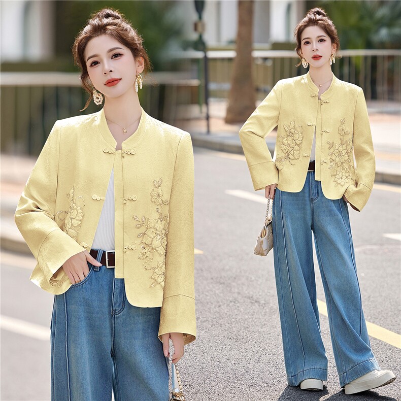 『现货』高级感年轻GUO风新中式外套提花2026春高端刺绣唐装上衣，女装短外套，意芙