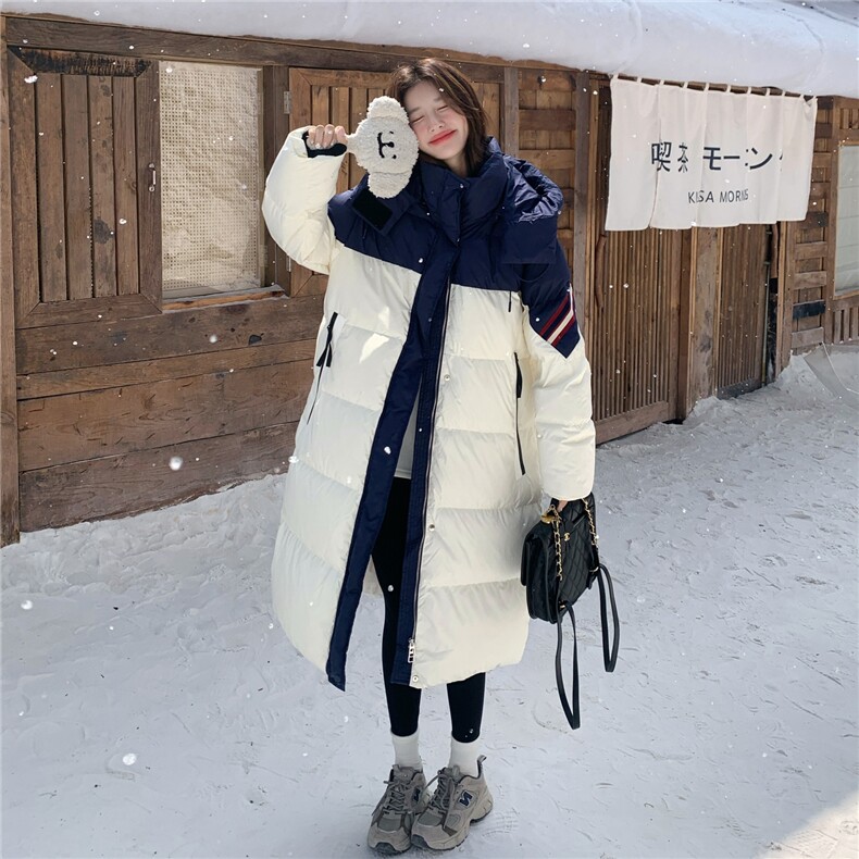 2025冬季羽绒服50白鸭绒长款拼色RF2C290-6897#-P325-K478，女装羽绒服，蝶眷