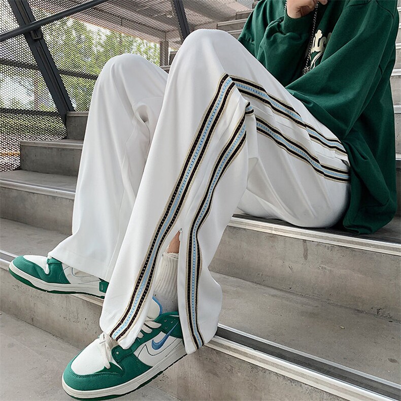 D187-P42美式裤子男高街潮秋季宽松直筒侧拉链开叉运动休闲长裤，男装休闲裤，星座603-2