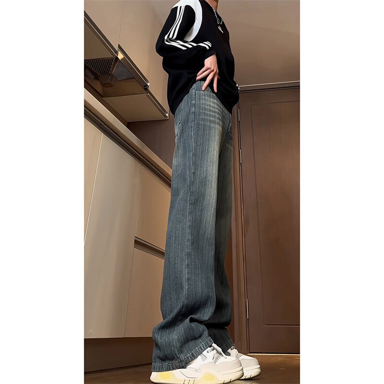 B221美式ins高街暗黑提花修身微喇牛仔裤LK24167-P60控78,男装牛仔裤,电商B221