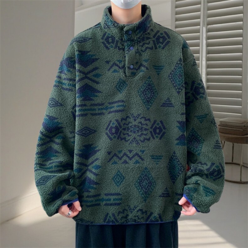 羊羔绒外套男冬季潮牌立领卫衣男宽松保暖冬装ZW6681-P55,男装棉衣,星座1105-3