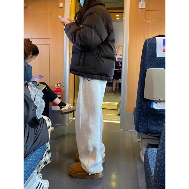 深灰色阔腿卫裤男士加绒运动裤子美式重磅无性别情侣慵懒风弯刀裤,男装休闲裤,星座313A(原308A-2)