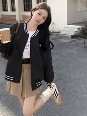 春季潮流棒球服外套女校园风简约休闲小众韩系超好看小个子上衣女，女装短外套，慧峰
