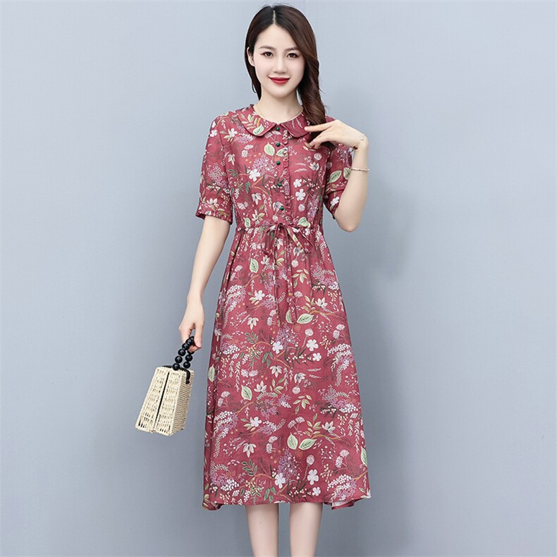 2023夏季新款时尚气质收腰显瘦休闲舒适复古连衣裙,女装连衣裙,独衣靓