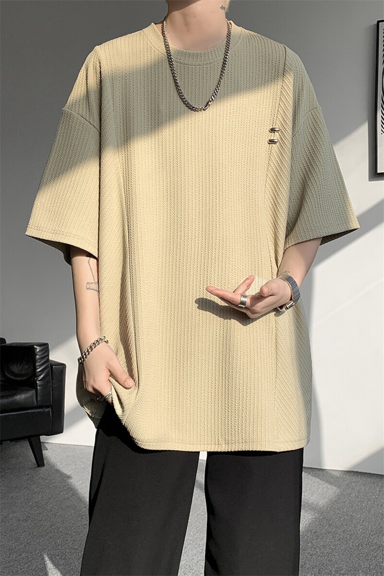 超大码金属标手工设计肌理感短袖T恤8XL-M垂感冰丝半袖DX1220/P38,男装T恤,电商B238