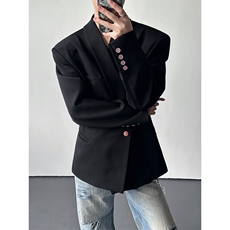 青果领黑色西装外套男解构设计高级痞帅收腰西服XZ26P118，男装西服套装，星座512-1（原513-3）