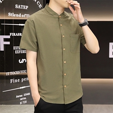 CS79-P402025春夏时尚男士短袖棉麻风衬衣，男装衬衫，星座507A（原星座306B-2）