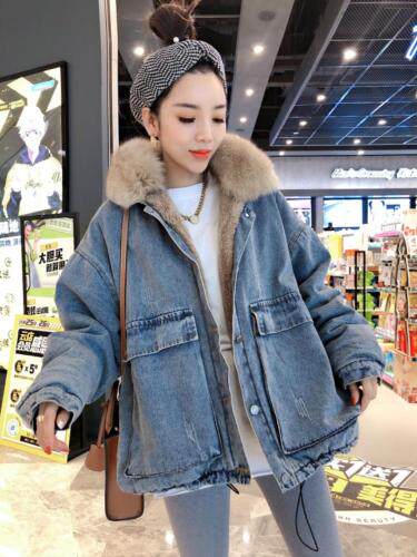 加厚款真毛领牛仔外套，女装，一杭