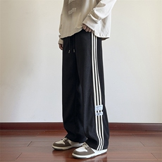 三条杠休闲裤秋季直筒男士潮流宽松长裤个性裤子A266-KZ916-P50，男装休闲裤，电商A266