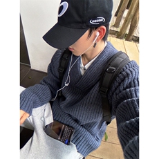 原宿慵懒百搭时尚新款复古cleanfit针织衫简约气质流行ins潮流，男装针织衫/毛衣，星座506A