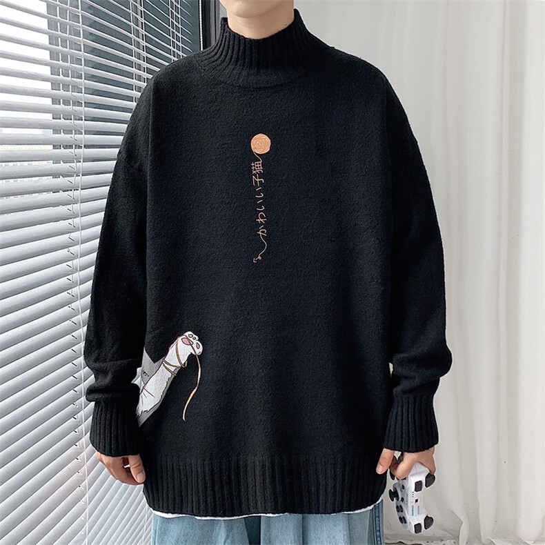 M18013-P45加绒P65半高领毛衣男士大码针织衫男毛线衣男线衫,男装针织衫/毛衣,电商A040