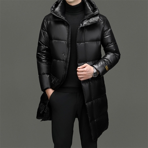 CR12368黑金男士中长款鹅绒高端羽绒服主推大货长期款男装图片