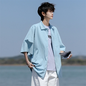 8XL-M亚麻短袖衬衫男夏薄款宽松休闲百搭大码半袖衬衣DC28002P50图片