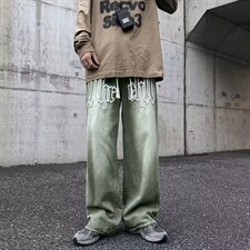 美式牛仔裤男秋季新款韩版潮牌宽松直筒裤高街痞帅裤子NK503-P45，男装牛仔裤，星座1008-2